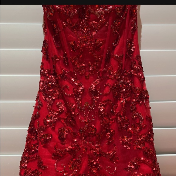 Red Sherri Hill Prom Dress - Picture 3 of 8